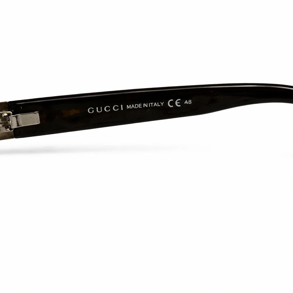 Gucci Unisex Black and Gold GG Logo Rectangular Glasses